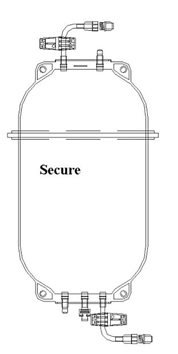 Technical diagram of the Metrix Secure 666 Series 1,500 mL EVA dual-chamber TPN bag and port configuration